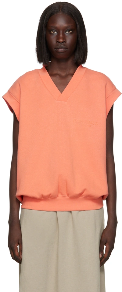 Essentials Flocked Cotton-blend Jersey Vest In Coral