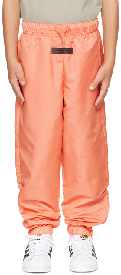 Essentials Kids Pink Nylon Track Pants In Coral