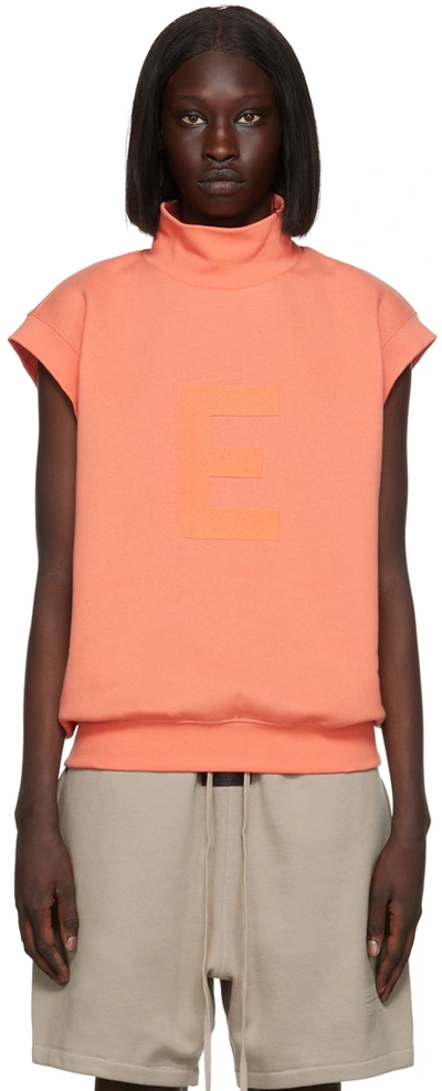 Essentials Pink Mock Neck Waistcoat In Coral