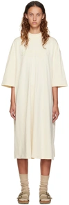 Essentials Off-white Short Sleeve Midi Dress In Egg Shell