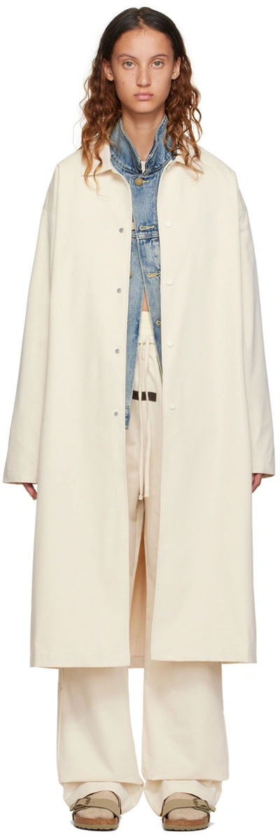 Essentials Off-white Long Coat In Egg Shell