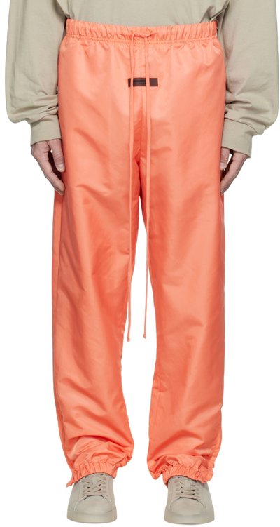 Essentials Pink Drawstring Track Pants In Coral