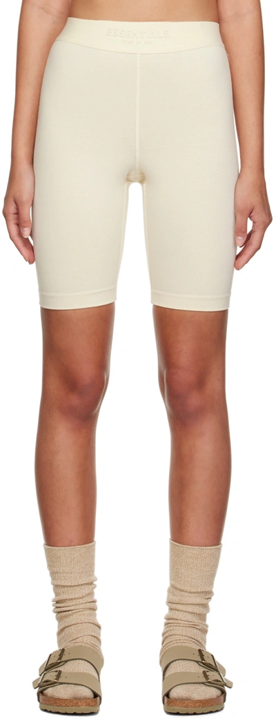 Essentials Off-white Cotton Shorts In Egg Shell
