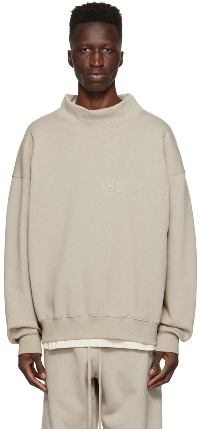 Essentials Gray Mock Neck Sweatshirt In Smoke