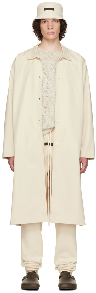 Essentials Off-white Long Coat In Egg Shell