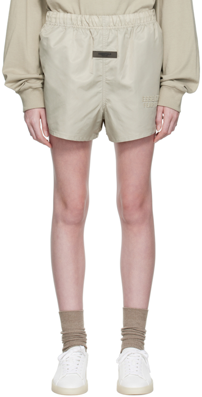 Essentials Gray Nylon Shorts In Egg Shell