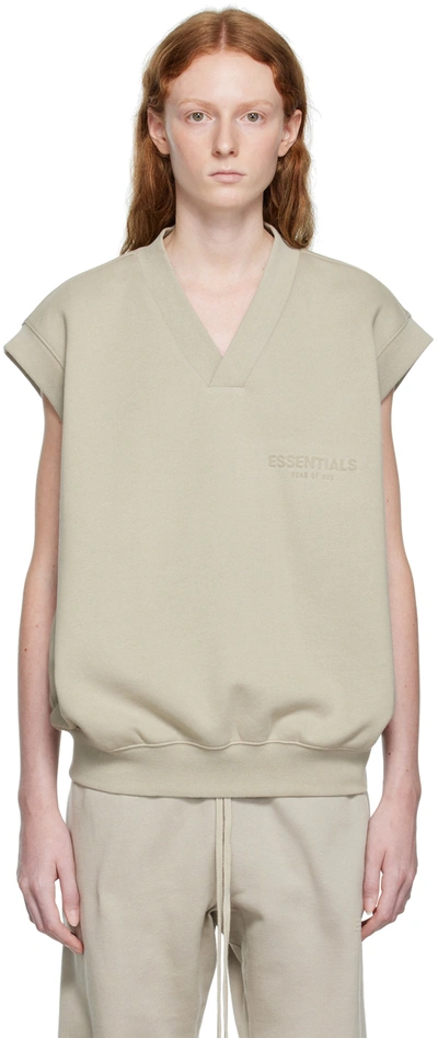 Essentials Gray V-neck Vest In Smoke
