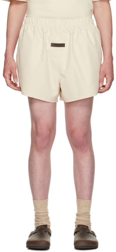 Essentials Off-white Cotton Shorts In Egg Shell