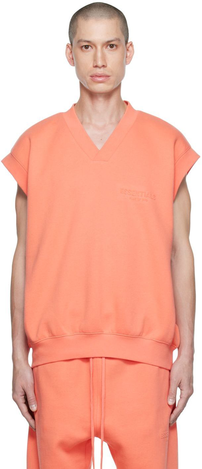 Essentials Pink V-neck Vest In Coral