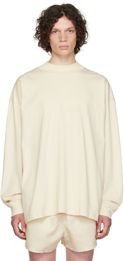 Essentials Off-white Cotton Long Sleeve T-shirt In Nude