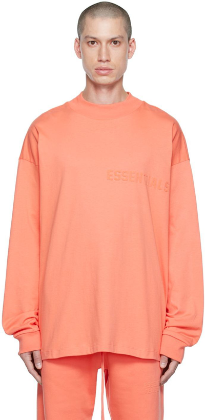 Essentials Pink Cotton Long Sleeve T-shirt In Orange