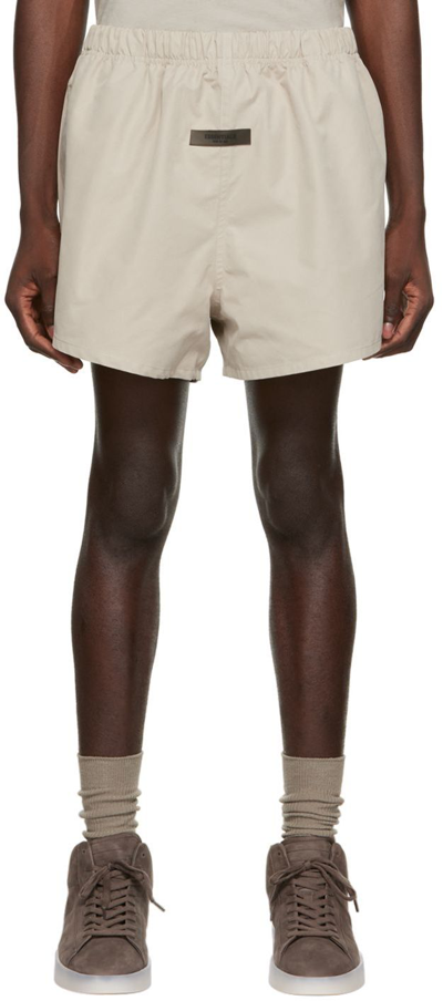 Essentials Dock Straight-leg Logo-appliquéd Cotton-blend Drawstring Shorts In Grey
