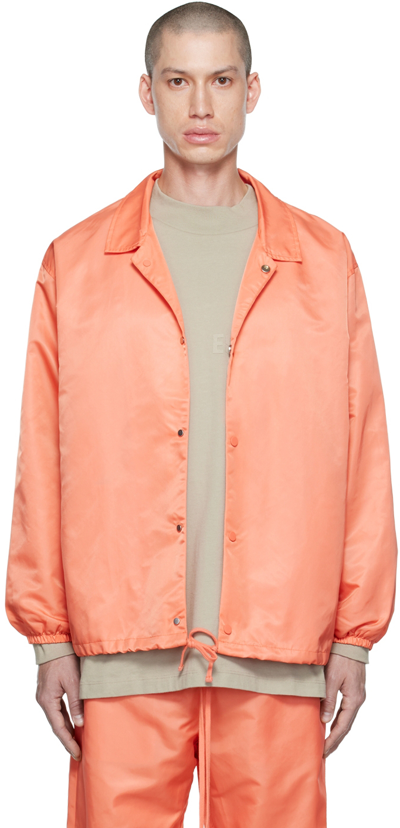 Essentials Pink Nylon Jacket In Coral