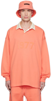 Essentials Contrast-collar Cotton Polo Shirt In Coral