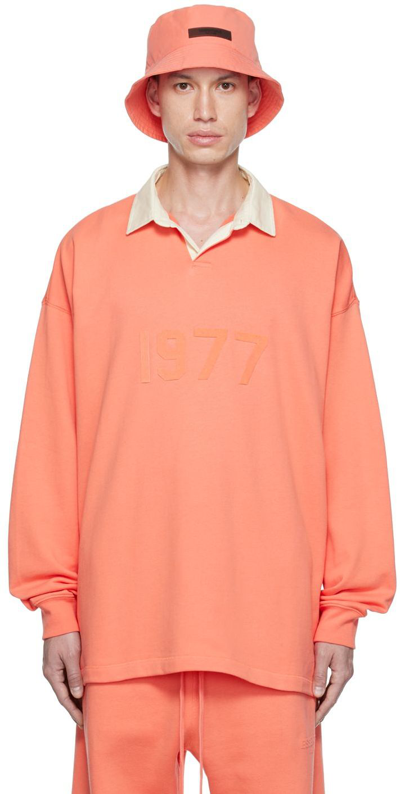 Essentials Contrast-collar Cotton Polo Shirt In Coral