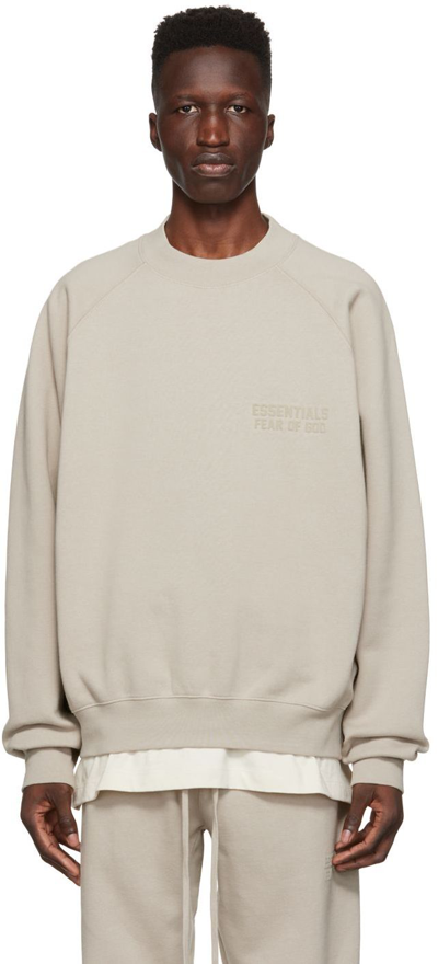 Essentials Gray Crewneck Sweatshirt In Silver Cloud