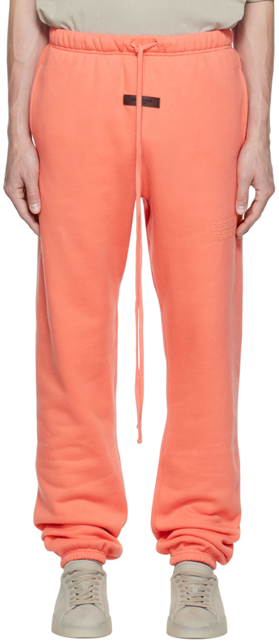 Essentials Pink Drawstring Lounge Pants In Coral