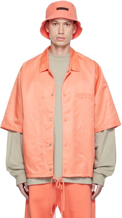 Essentials Pink Nylon Shirt In Coral