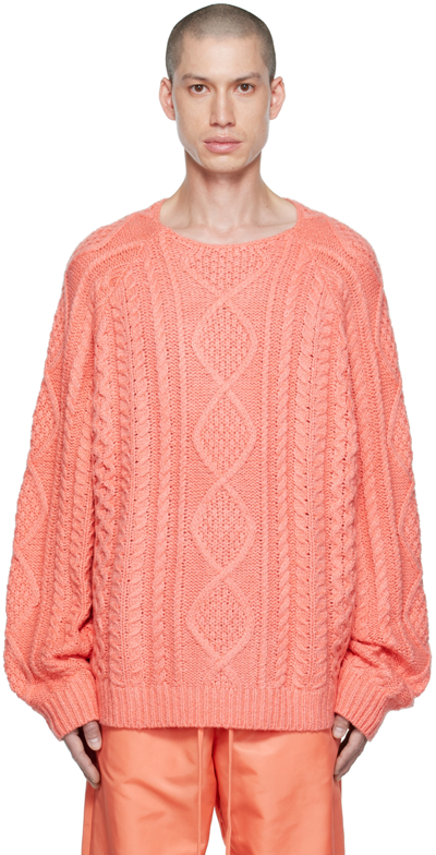 Essentials Pink Raglan Sweater In Coral