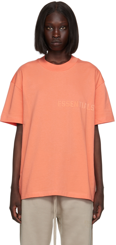 Essentials Pink Cotton T-shirt In Coral