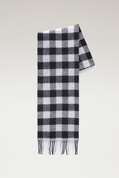 Woolrich Wool Blend Buffalo Check Scarf In White
