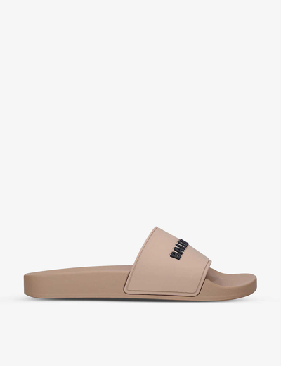 Balenciaga Pool Slide Bal Logo In Neutral