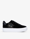 KURT GEIGER KURT GEIGER LONDON WOMEN'S BLACK LANEY EYE CRYSTAL-EMBELLISHED SUEDE LOW-TOP TRAINERS,61939555