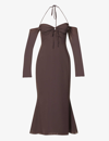 HOUSE OF CB HOUSE OF CB WOMENS ESPRESSO NAOMI CORSET WOVEN MIDI DRESS,59827109