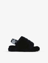 UGG FLUFF YEAH LOGO-STRAP SHEEPSKIN SANDALS 7-9 YEARS,57575477