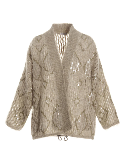 Brunello Cucinelli Sequin Cardigan In Neutrals