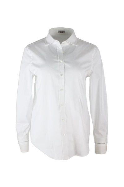 Brunello Cucinelli Shirt In Cotton Stretch In White