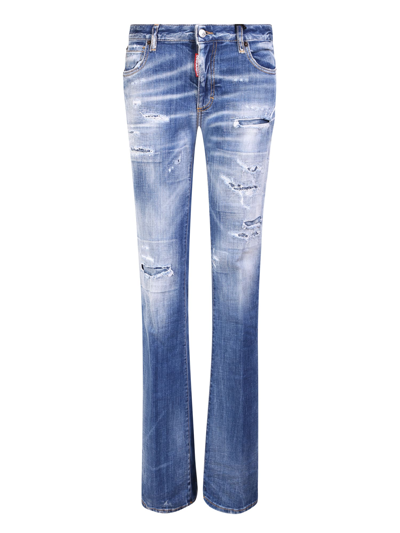 Dsquared2 Flared Jeans With Tear Detail In Blue