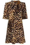 Stella Mccartney Cheetah Mini Dress In Tortoiseshell Cotton With Falabella Chain In Tortoise Shell