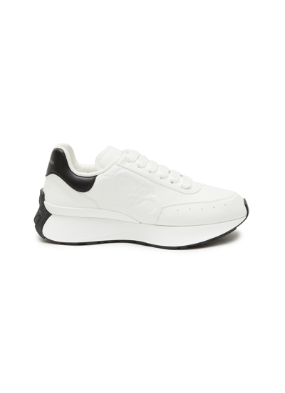Alexander Mcqueen Sprint Runner Embossed Two-tone Leather Exaggerated-sole Trainers In White