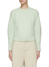 Vince Puff Sleeve Crewneck Long Sleeve Wool Knit Sweater In Green