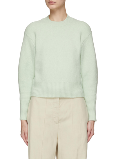 Vince Puff Sleeve Crewneck Long Sleeve Wool Knit Sweater In Verdite