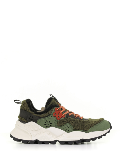Flower Mountain Suede And Fabric Trainers In Militare