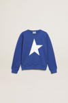 Golden Goose Kids' Boy's Crewneck Star Sweatshirt In Blue