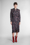 Isabel Marant Étoile Okleya Floral Pleated Long-sleeve Midi Dress In Black