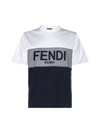 FENDI COLOR-BLOCK LOGO DETAILED T-SHIRT