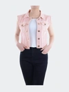 Anna-kaci Distressed Denim Crop Vest In Pink