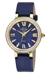 Gv2 Genoa Diamond Dial Leather Strap Watch, 37mm In Blue