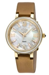 Gv2 Genoa Diamond Dial Leather Strap Watch, 37mm In Beige