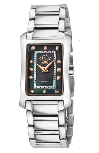 Gv2 Luino Rectangle Diamond Dial Bracelet Watch, 29.5mm In Silver