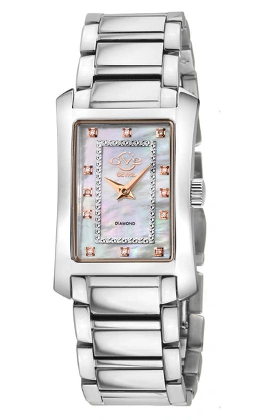 Gv2 Luino Rectangle Diamond Dial Bracelet Watch, 29.5mm In Silver