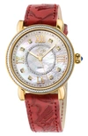 GV2 MARSALA DIAMOND DIAL LEATHER STRAP WATCH, 37MM