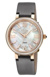Gv2 Genoa Diamond Dial Leather Strap Watch, 37mm In Gray