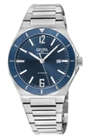 Gevril Men's High Line Automatic Watch Stainless Steel Case, Top Ring In Blue Sapphire Crystal, Stainless S In Silver