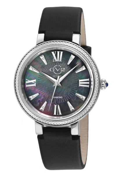 Gv2 Genoa Diamond Dial Leather Strap Watch, 37mm In Black