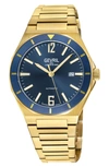 Gevril Men's High Line Automatic Watch Ipyg Case, Top Ring In Blue Sapphire Crystal, Stainless Steel Ipyg B In Gold